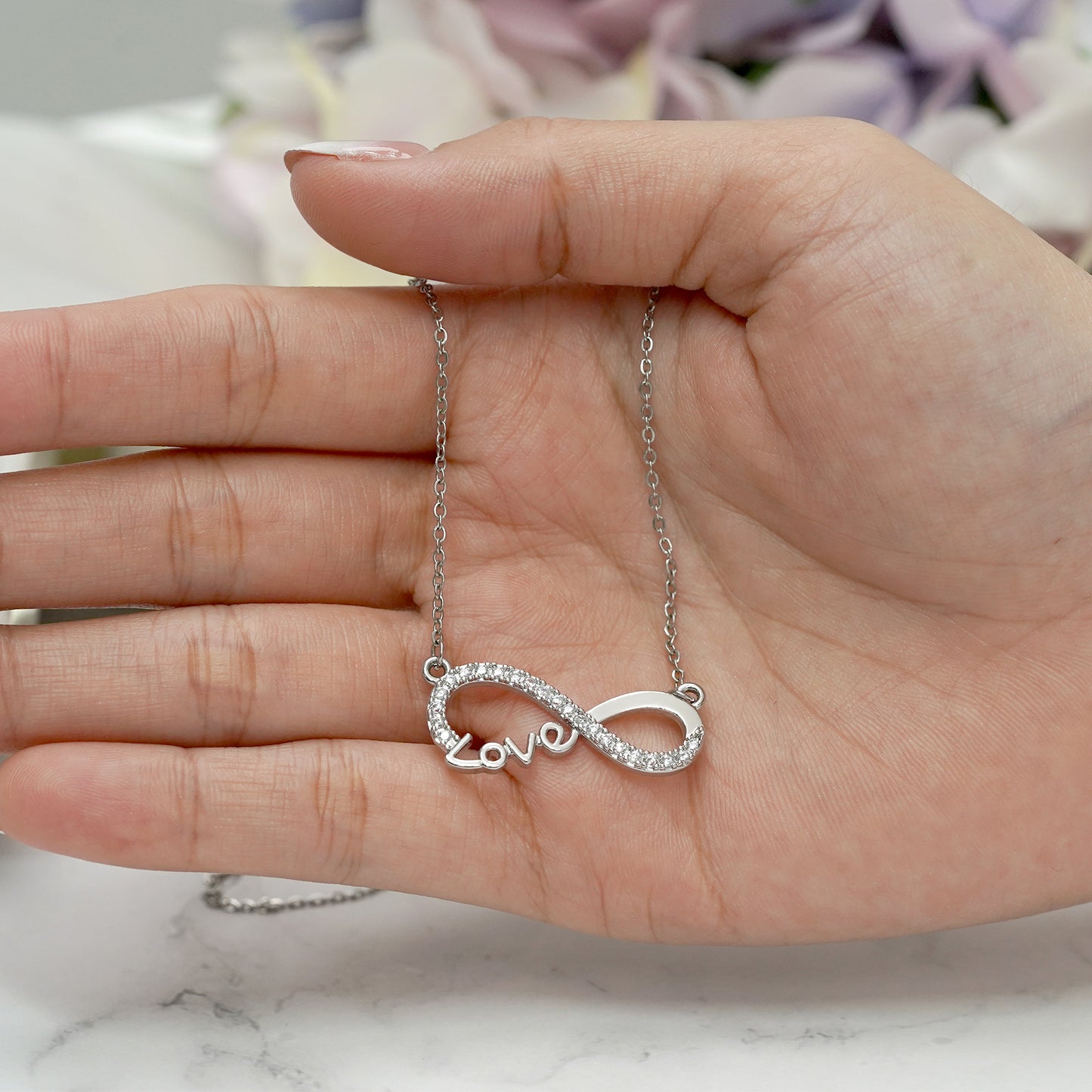 Infinity Love Pendant Necklace - Meaningful Jewelry for Her - Anniversary Gift in 18K Yellow Gold Plated